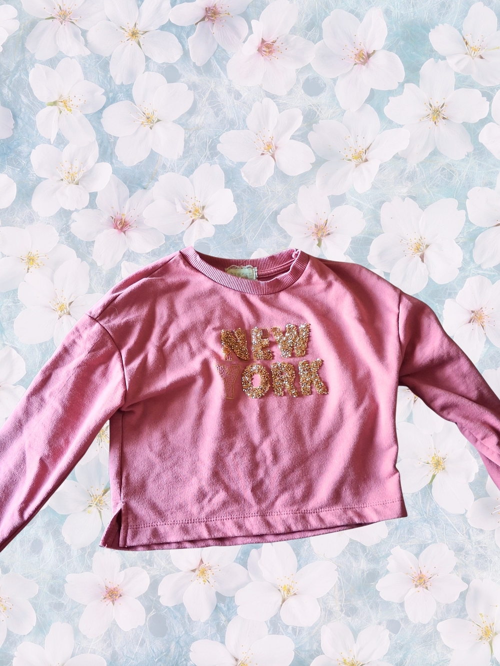 Girls' Pink Glitter 'New York' Crewneck Sweatshirt